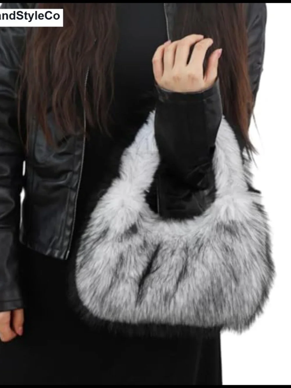 Faux Fur Hobo Shoulder Bag Fluffy Plush Tote Handbag Y2K Furry Purse for Women